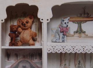 Teddies on shelves