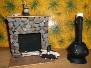The fireplace came with the house. It was "inked" with black bricks.